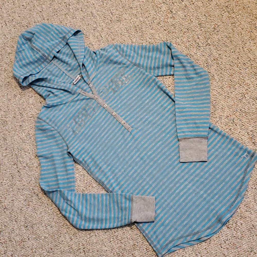 LOVE PINK Hooded Striped Henley